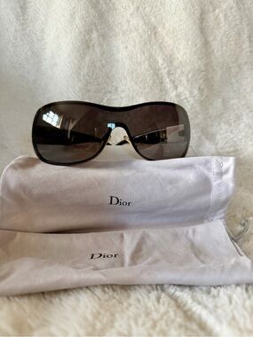 Dior Vintage. Shield Sunglasses in Black/ Cannage - Full Set